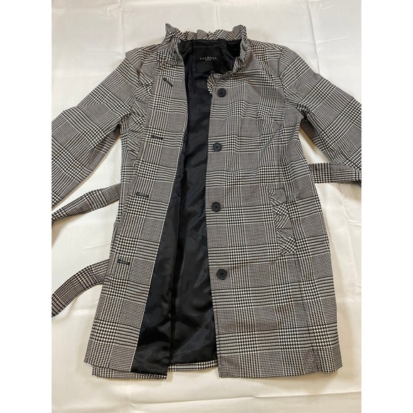 Talbots Petite Women's Houndstooth Ruffle Collar Belted‎ Trench Coat Jacket - Picture 6 of 6